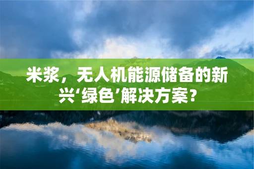 米浆，无人机能源储备的新兴‘绿色’解决方案？